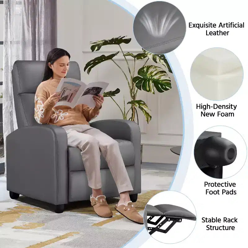 Yaheetech Lot de 2 Canapés Inclinables Modernes en Cuir PU pour Salon, Chambre