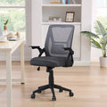 Javlergo Chaise de Bureau Dossier Mi-Hauteur Pivotante avec Support Lombaire, Fauteuil de Bureau Ergonomique en Maille avec Accoudoirs