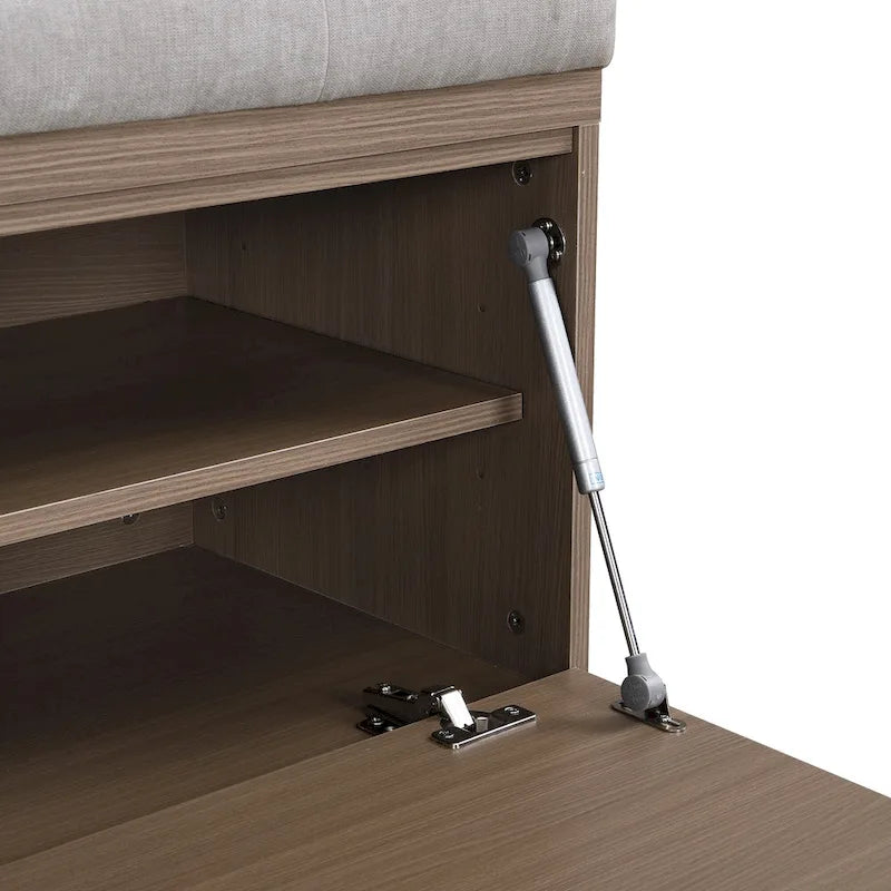 Banc de rangement pour chaussures, meuble à chaussures avec assise rembourrée et deux portes pour entrée