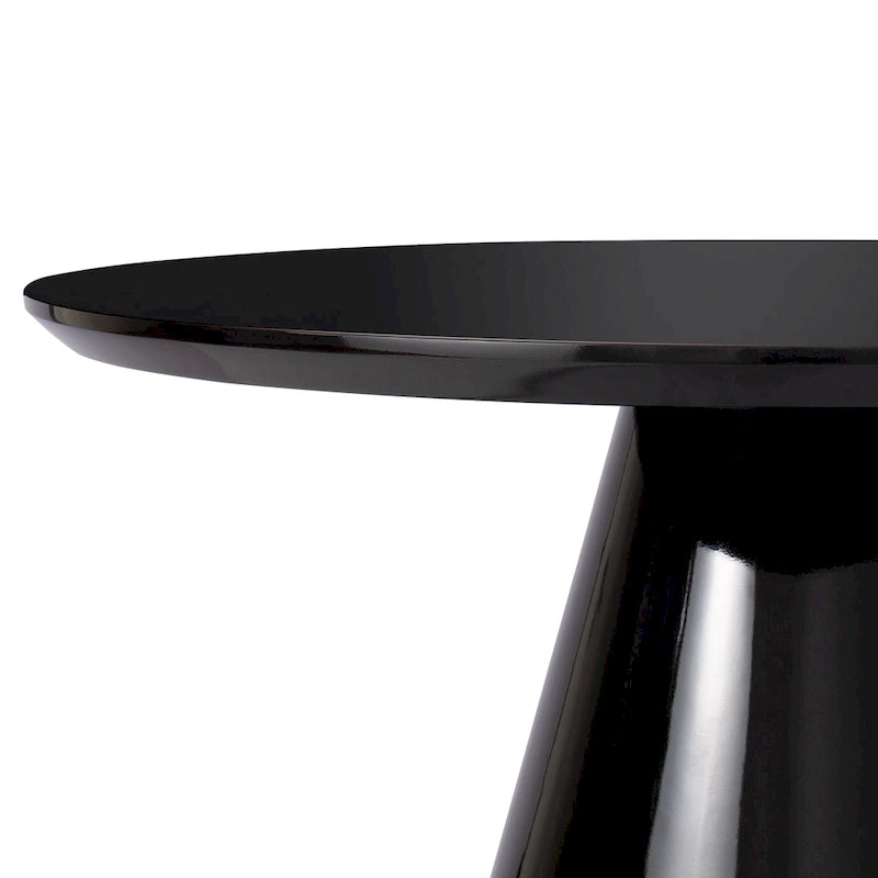 Table basse conique moderne pour salon, finition haute brillance, diamètre de 35,4 po, noire ou blanche