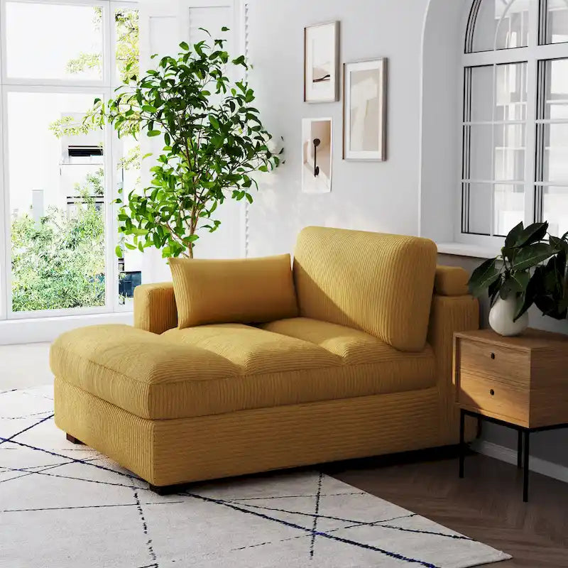 Canapé modulaire sectionnel oversize en velours côtelé avec coussin