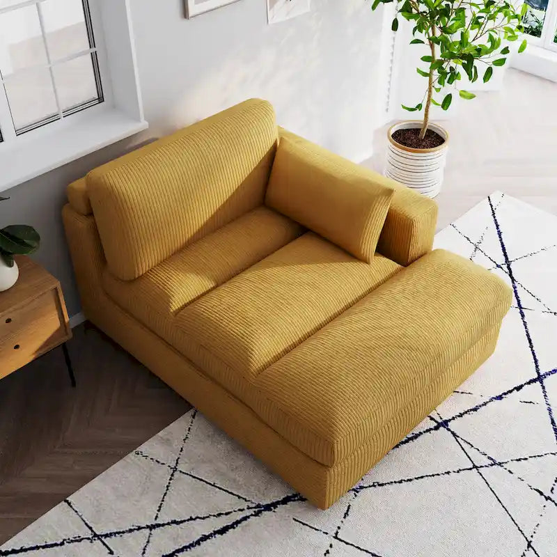Canapé modulaire sectionnel oversize en velours côtelé avec coussin