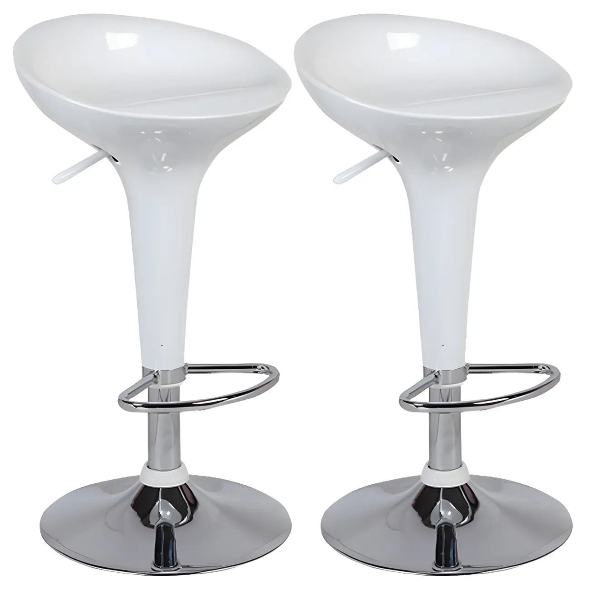 Tabouret de bar pivotant en plastique chromé réglable en hauteur