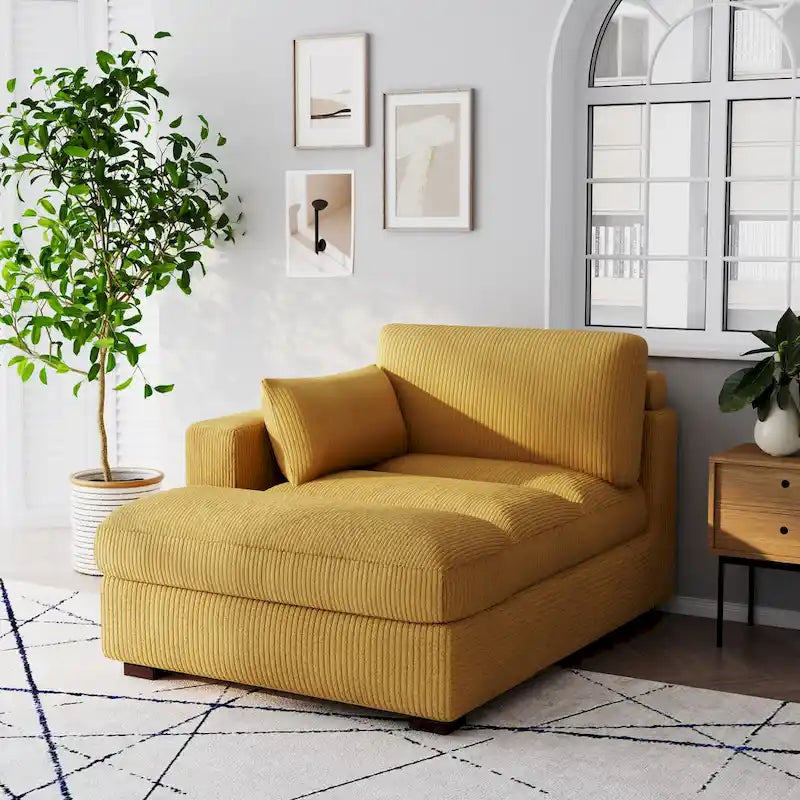Canapé modulaire sectionnel oversize en velours côtelé avec coussin