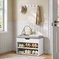 Shoe Bench with Cushioned Seat and 3 Storage Compartments, Sturdy Entryway Organizer, 11.8 x 23.6 x 17.3 Inches