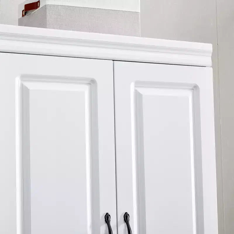 Armoire en bois blanc avec 2 tiroirs, 1 étagère et tringle à vêtements