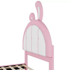 Lit plate-forme capitonné pour 1 personne avec oreilles de lapin roses et blanches
