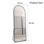Miroir sur pied plein-longueur à arche noire, une personne, 23"L x 65"H