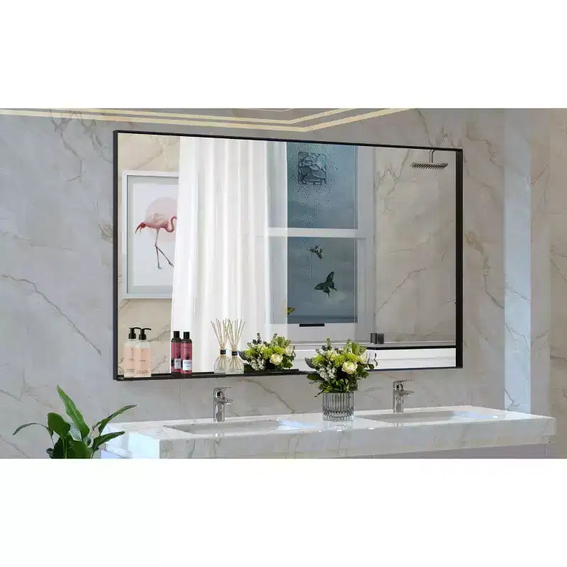 Miroir sur pied/mural pleine longueur, cadre en aluminium noir, 152 x 101 cm, 1 personne
