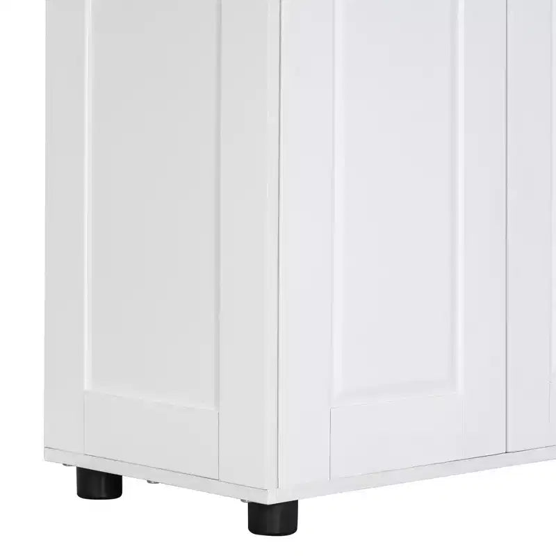 Meuble de rangement blanc à deux portes avec étagères réglables