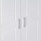 Meuble de rangement blanc à deux portes avec étagères réglables