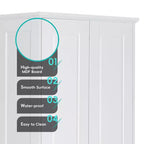 Meuble de rangement blanc à deux portes avec étagères réglables