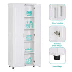 Meuble de rangement blanc à deux portes avec étagères réglables
