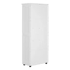 Meuble de rangement blanc à deux portes avec étagères réglables