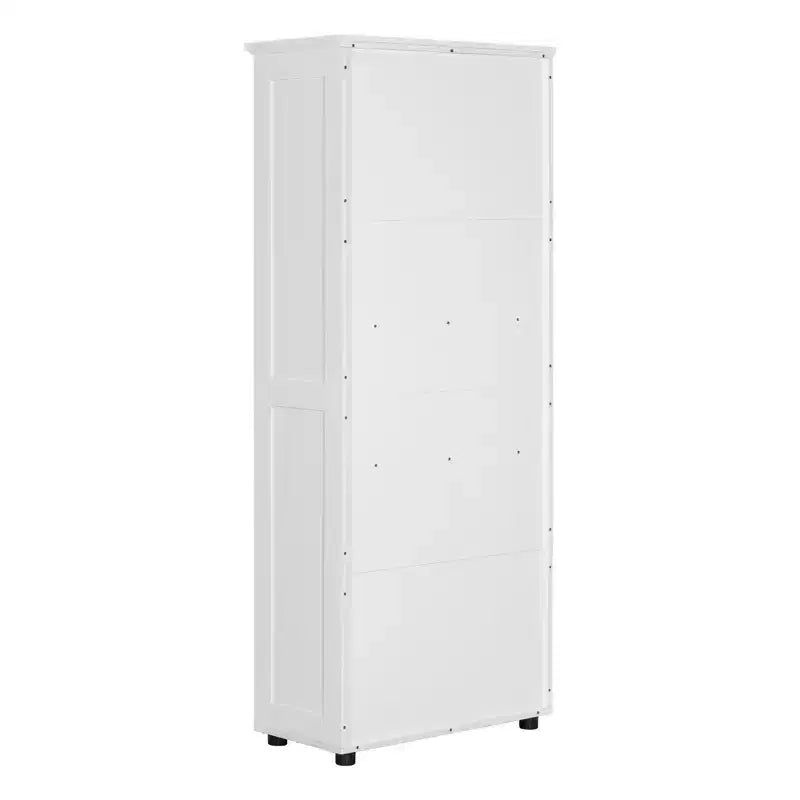 Meuble de rangement blanc à deux portes avec étagères réglables