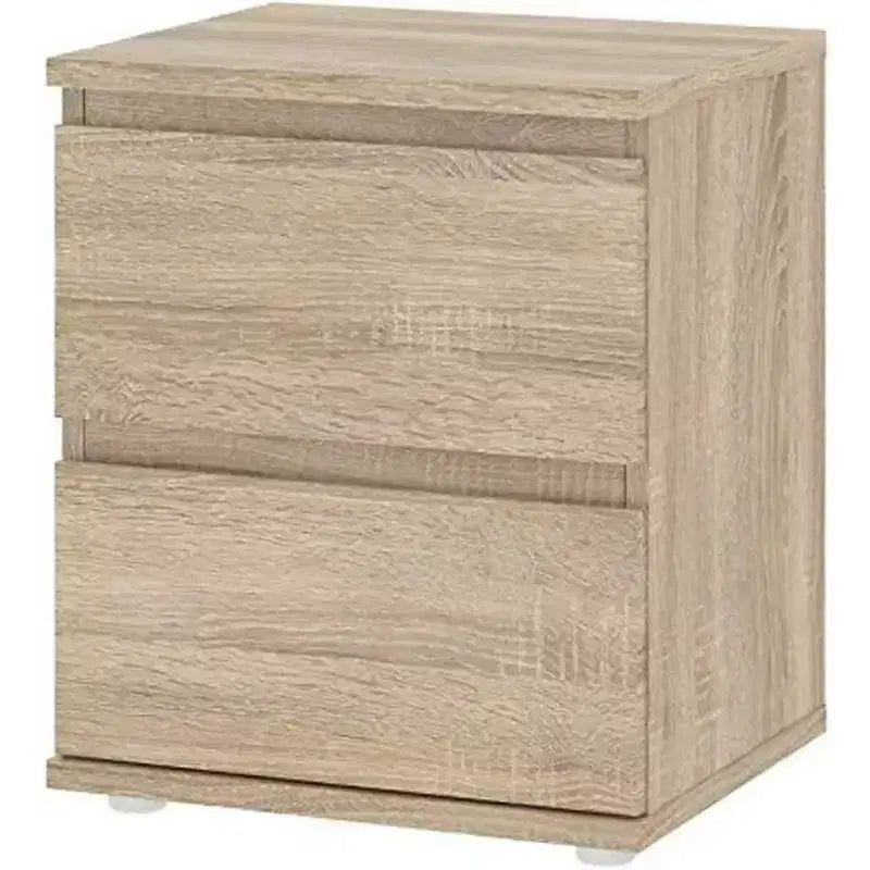 Table de chevet 2 tiroirs Chêne/Blanc – 1 personne