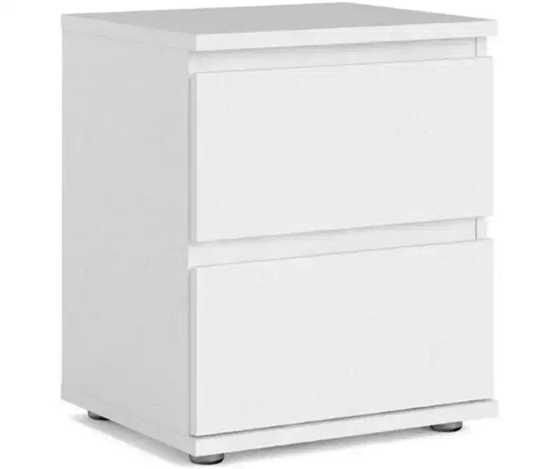 Table de chevet 2 tiroirs Chêne/Blanc – 1 personne