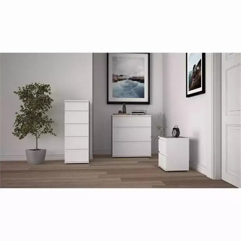 Table de chevet 2 tiroirs Chêne/Blanc – 1 personne