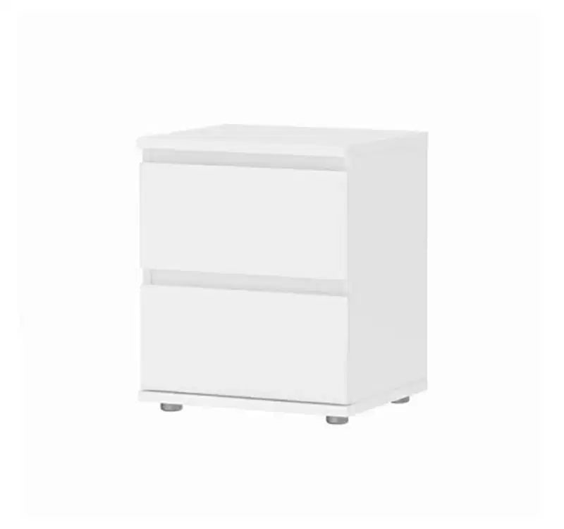 Table de chevet 2 tiroirs Chêne/Blanc – 1 personne