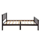 Lit Plateforme Simple en Pin Naturel avec Tête et Pied de Lit, Grandeur Jumeau