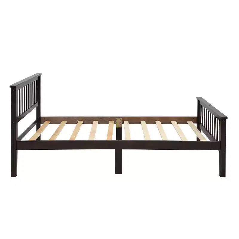 Lit Plateforme Simple en Pin Naturel avec Tête et Pied de Lit, Grandeur Jumeau