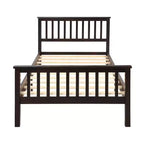 Lit Plateforme Simple en Pin Naturel avec Tête et Pied de Lit, Grandeur Jumeau