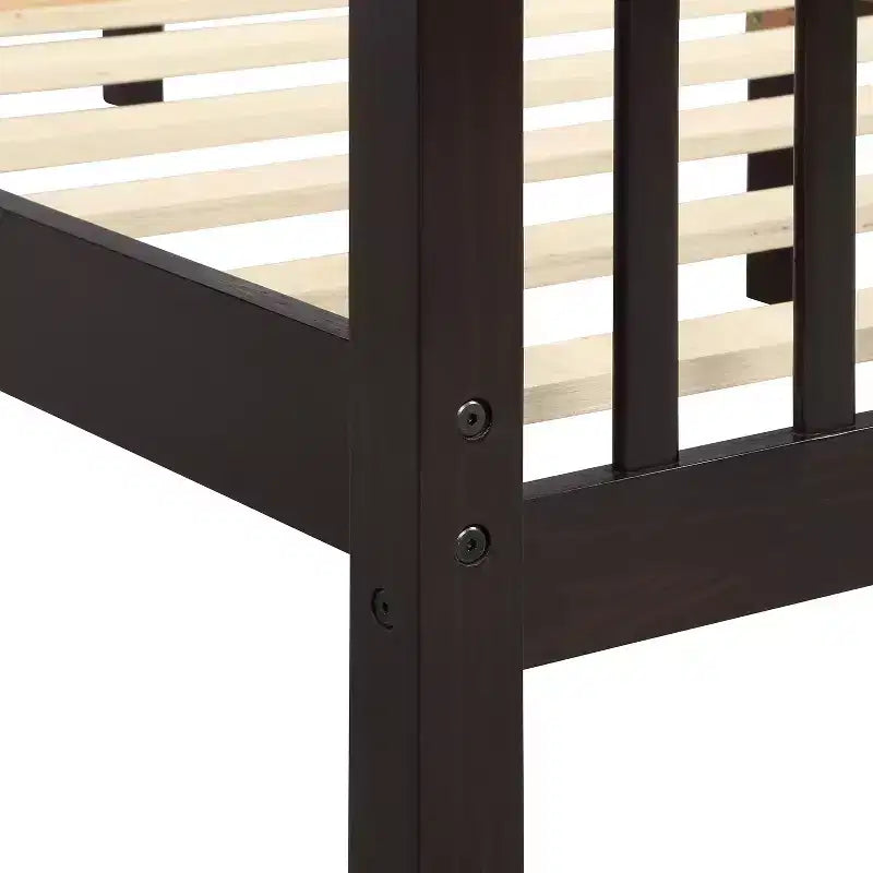 Lit Plateforme Simple en Pin Naturel avec Tête et Pied de Lit, Grandeur Jumeau