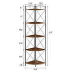 Étagère d'angle triangulaire à 5 niveaux marron, étagère de rangement autoportante pour 1 pièce