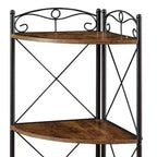 Étagère d'angle triangulaire à 5 niveaux marron, étagère de rangement autoportante pour 1 pièce