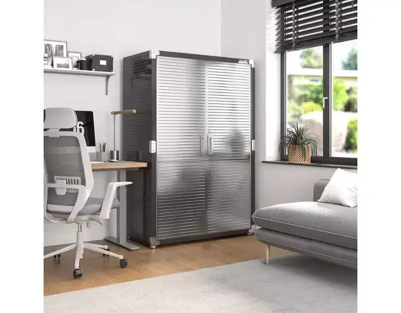 Armoire de rangement en acier à 2 portes, 48"L x 24"P x 72"H – Granit / Graphite / Rouge / Blanc