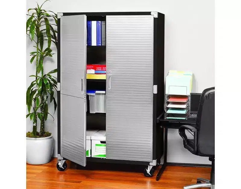 Armoire de rangement en acier à 2 portes, 48"L x 24"P x 72"H – Granit / Graphite / Rouge / Blanc