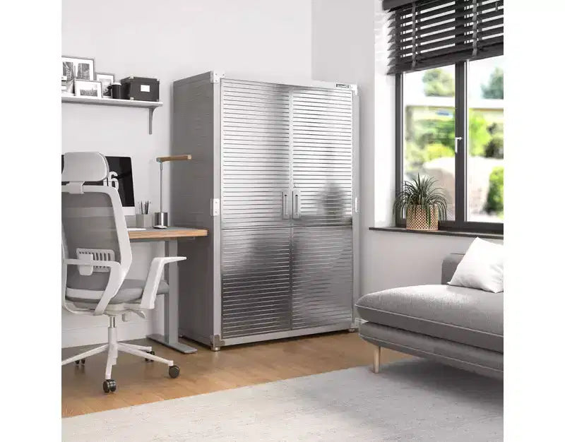 Armoire de rangement en acier à 2 portes, 48"L x 24"P x 72"H – Granit / Graphite / Rouge / Blanc