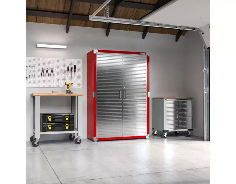Armoire de rangement en acier à 2 portes, 48"L x 24"P x 72"H – Granit / Graphite / Rouge / Blanc