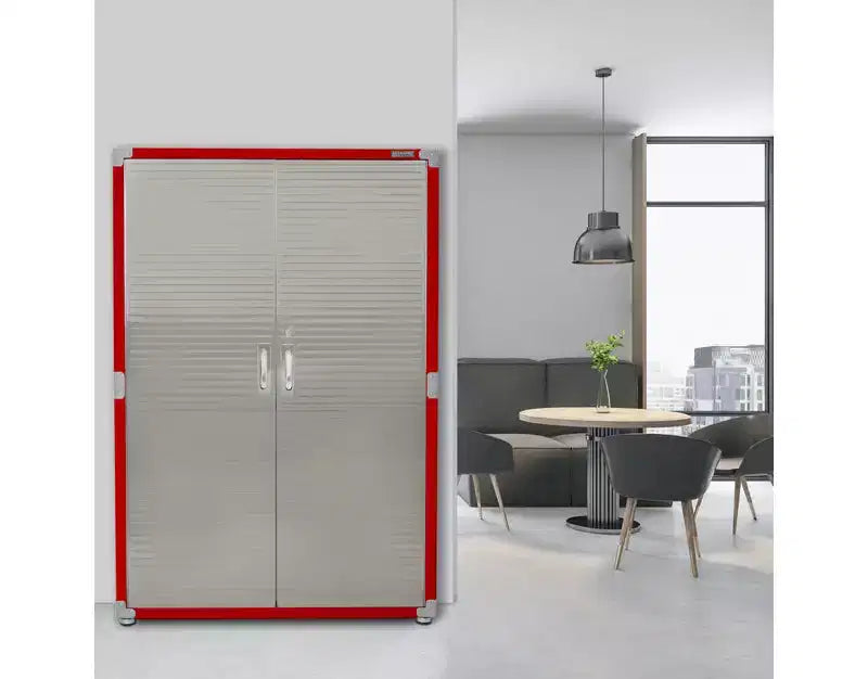Armoire de rangement en acier à 2 portes, 48"L x 24"P x 72"H – Granit / Graphite / Rouge / Blanc
