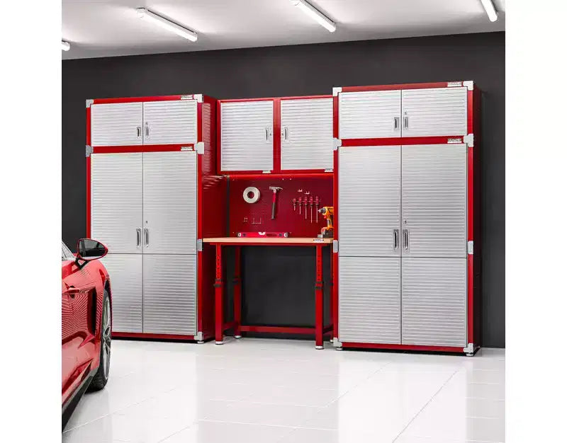 Armoire de rangement en acier à 2 portes, 48"L x 24"P x 72"H – Granit / Graphite / Rouge / Blanc