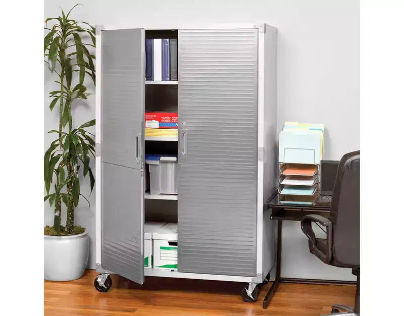 Armoire de rangement en acier à 2 portes, 48"L x 24"P x 72"H – Granit / Graphite / Rouge / Blanc