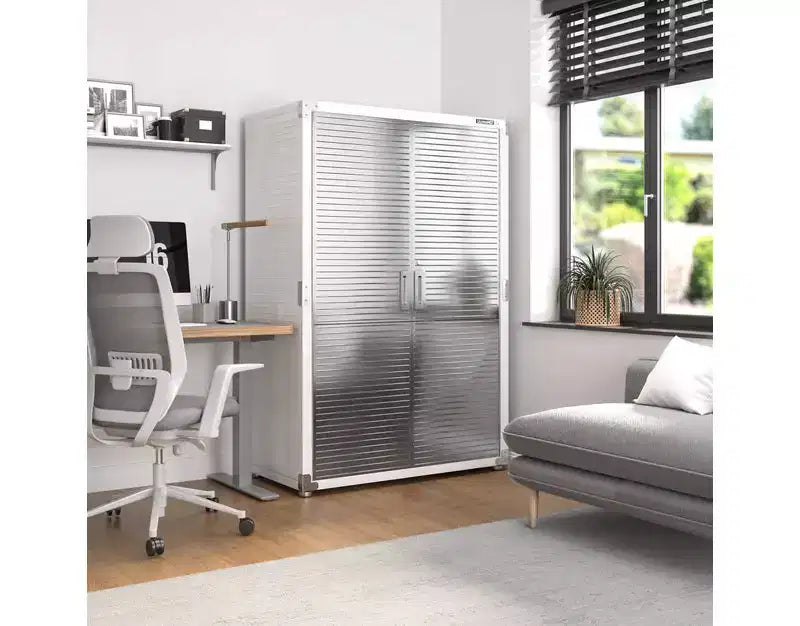 Armoire de rangement en acier à 2 portes, 48"L x 24"P x 72"H – Granit / Graphite / Rouge / Blanc