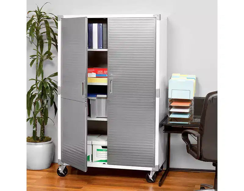 Armoire de rangement en acier à 2 portes, 48"L x 24"P x 72"H – Granit / Graphite / Rouge / Blanc