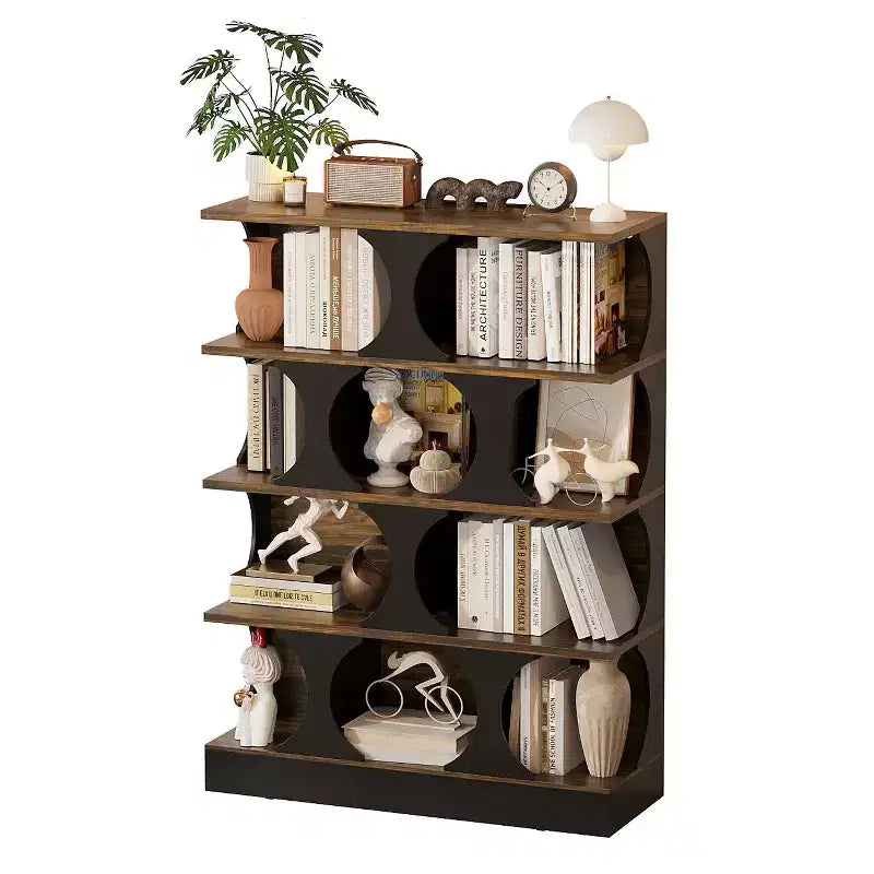 Étagère bibliothèque industrielle noire et bois, 3 niveaux, assemblage par 1 personne