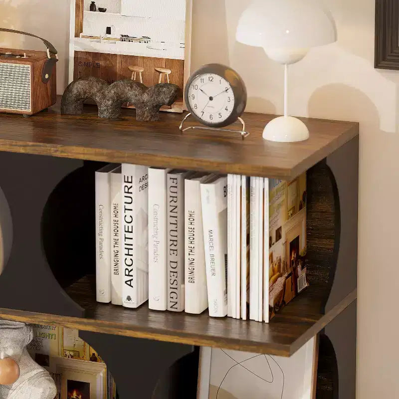 Étagère bibliothèque industrielle noire et bois, 3 niveaux, assemblage par 1 personne