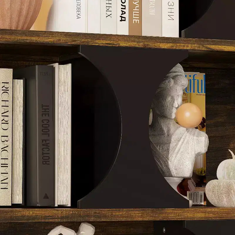 Étagère bibliothèque industrielle noire et bois, 3 niveaux, assemblage par 1 personne