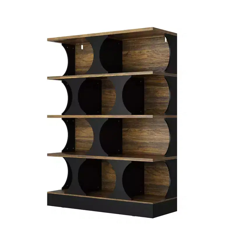 Étagère bibliothèque industrielle noire et bois, 3 niveaux, assemblage par 1 personne