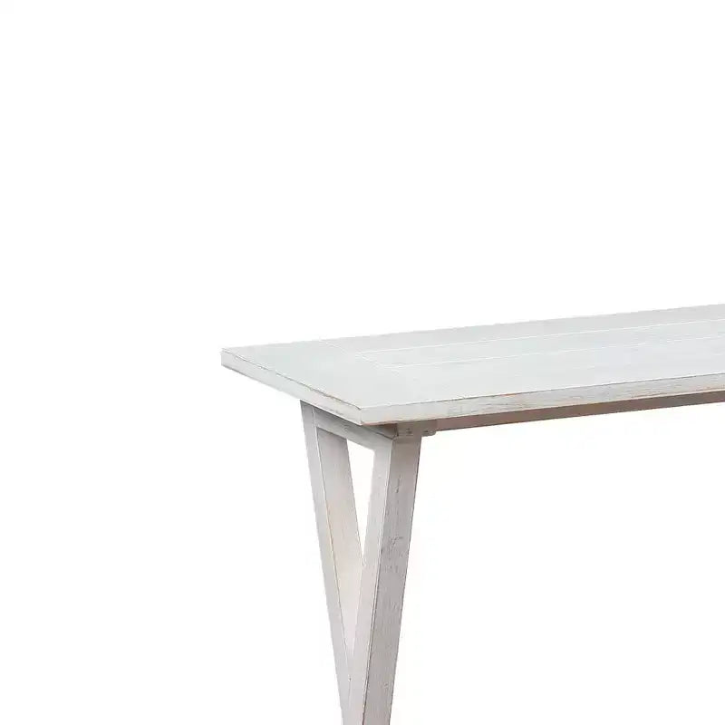 Table console en X avec étagère de rangement, 1 pièce, finition blanc délavé/café