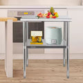 Table de préparation en acier inoxydable argenté avec étagère inférieure, monoposte, 76x76x91 cm