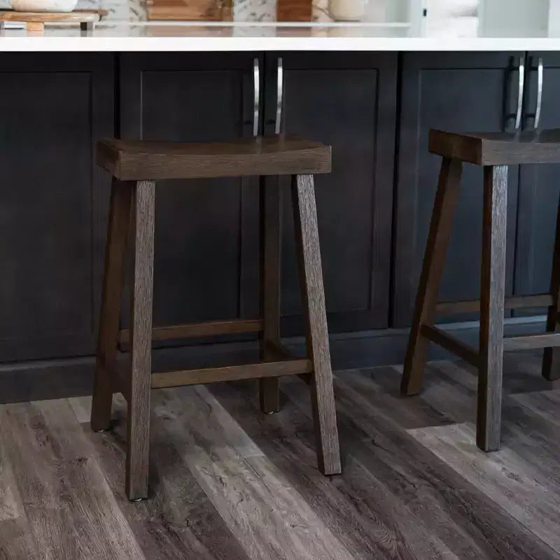 Tabouret de comptoir marron/naturel en similicuir sans dossier, 1 place