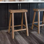 Tabouret de comptoir marron/naturel en similicuir sans dossier, 1 place