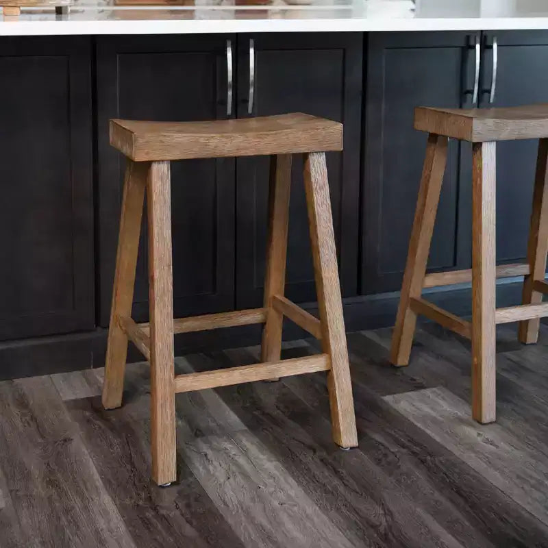 Tabouret de comptoir marron/naturel en similicuir sans dossier, 1 place