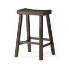 Tabouret de comptoir marron/naturel en similicuir sans dossier, 1 place