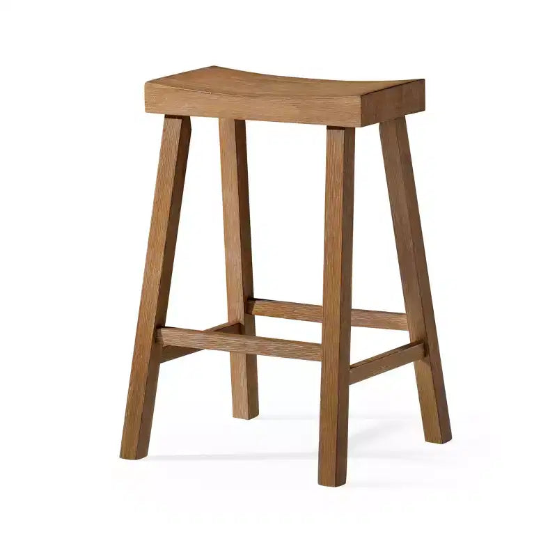 Tabouret de comptoir marron/naturel en similicuir sans dossier, 1 place