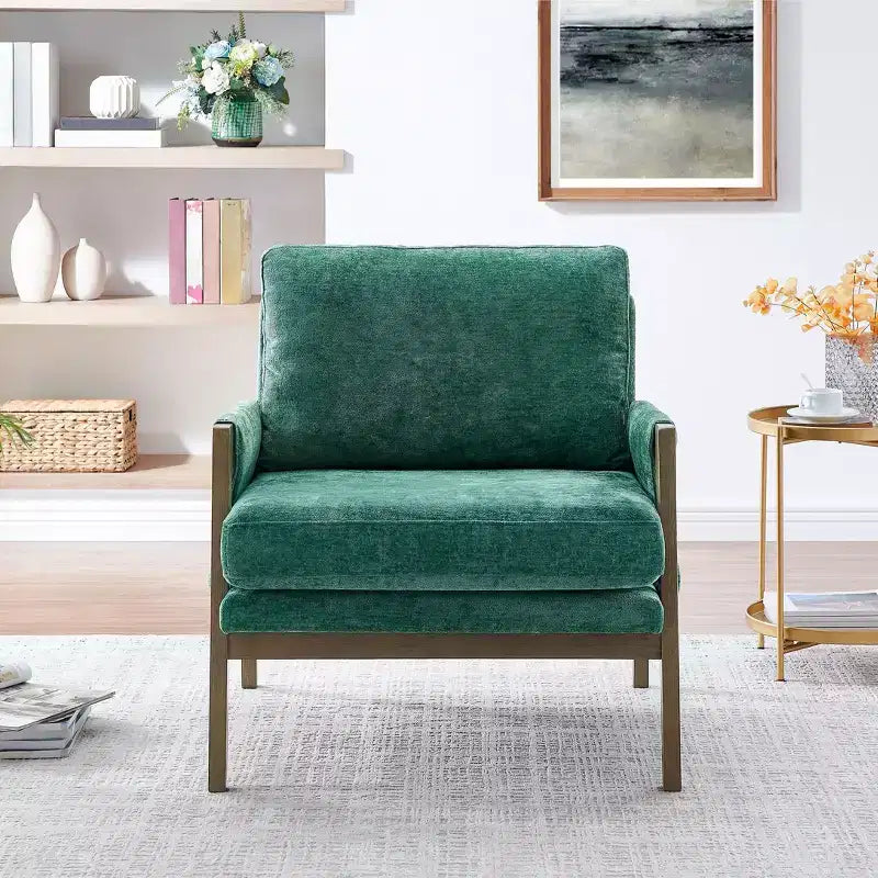 Fauteuil d'appoint en velours de style Mid-Century avec accoudoirs, une place, bleu / gris / vert / orange / rouge / blanc / jaune
